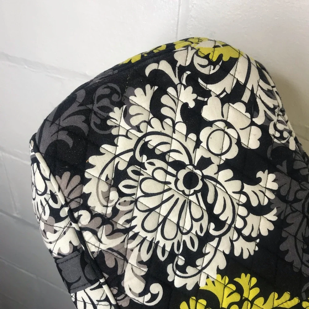 Vera Bradley Baroque Quilted Large Tote Bag Zipper Top Black Yellow Travel - Picture 10 of 10